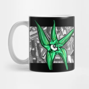 the demon intergalactic damage against the city ecopop wallpaper art Mug